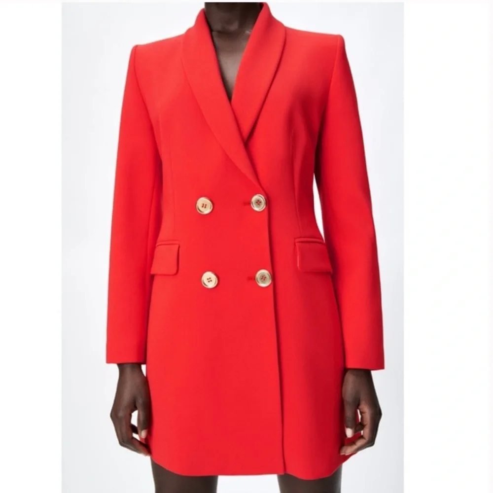 Zara Double Breasted Long Blazer Red Bloggers Favorite - Picture 6 of 15